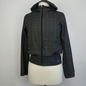 Brooks Size M PureProject Running Jacket Plaid Hooded with Pockets